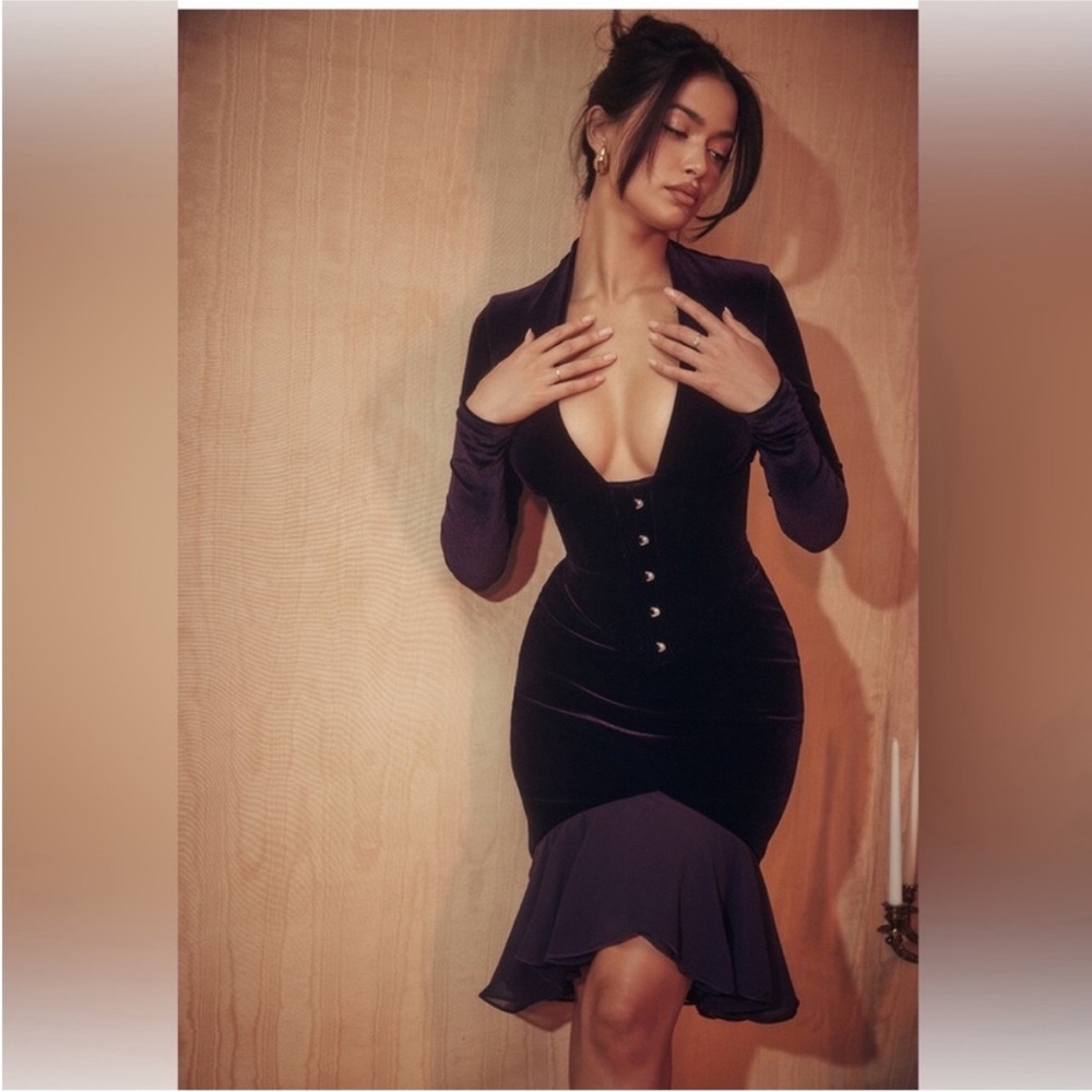 NEW House of CB Dahna Velvet Corset Dress